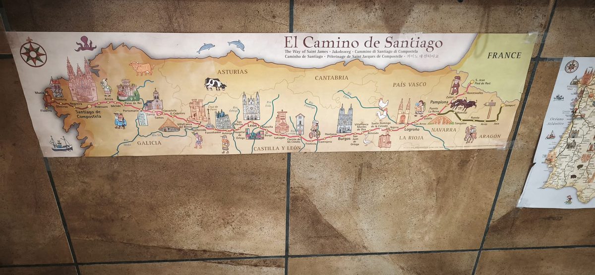 Camino-Wandkarte in Santo Domingo de la Calzada